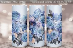 Floral Tumbler Sublimation Bundle | Blue Roses Tumbler Wrap Product Image 2