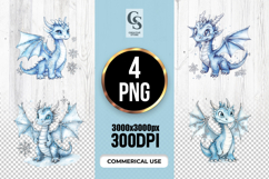 Ice Blue Dragon Clipart Sublimation PNG Product Image 1