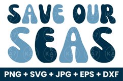 Retro Blue Save Our Seas, Whale Ocean Sea Lovers SVG Product Image 1