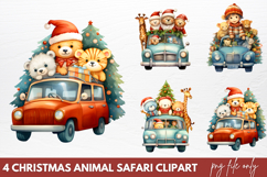 Christmas Animal Safari Clipart PNG Product Image 1