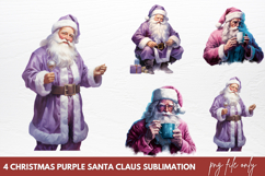 Christmas purple santa claus sublimation PNG Product Image 1