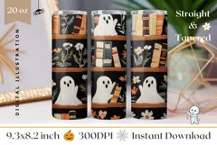 Embroidery Halloween Tumbler, Cute Ghost Tumbler Design Product Image 1