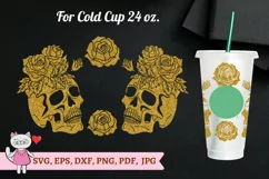 Halloween Skull of rose svg, Full Wrap Venti Cold Cup 24 oz Product Image 1