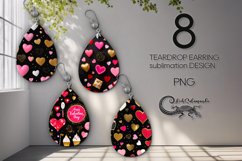 3d Hearts | 8 black &amp; pink teardrop earring Sublimation Product Image 1