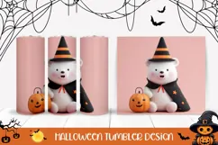 3D Halloween Bear Tumbler, Cartoon Halloween Bear PNG Product Image 1