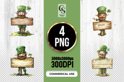 Cute Leprechaun Sign Clipart Sublimation PNG Product Image 1