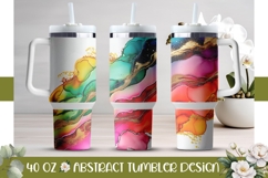 Fluid Art Tumbler Template, Watercolor 40 Oz Tumbler Design Product Image 1