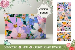 Art Flowers Cosmetic Bag, Floral Cosmetic Bag PNG Product Image 1