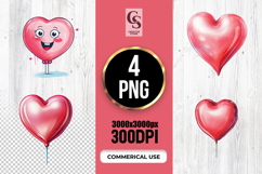 Red Heart Balloon Clipart Love Sublimation PNG Product Image 1