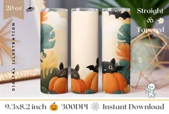 Cute Halloween Tumbler Wrap, Pumpkins Tumbler Sublimation Product Image 1