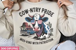 Cow ntry Pride Moo ving PNG, Western 4th Of July Sublimation Product Image 1