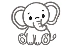 Cute Baby Elephant Embroidery Design Product Image 2
