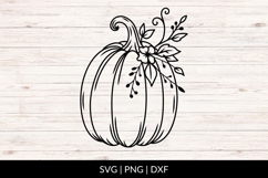 Hand Drawn Floral Pumpkin SVG Product Image 1