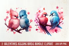 Breeds of Valentine Kissing Birds, Valentine's Day Clipart Product Image 1