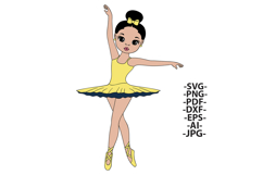 Dance Party Design Girl in Bun Printable Vector Files Product Image 1