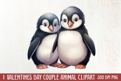 Couple Animal Valentines Day Clipart, Watercolor Couple Product Image 1