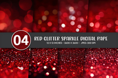 Red Glitter Sparkle Digital Paper Product Image 1