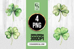 Green Four Leaf Clover Clipart Sublimation PNG Product Image 1