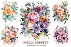 Cute Watercolor Floral Bouquet Clipart Product Image 1