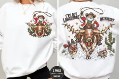 Cowboy Santa Front Back Christmas PNG, Longhorn Christmas Fr Product Image 1