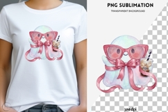 Cute Pastel Halloween Ghost Clipart, Coquette Ghost PNG Product Image 1
