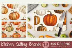 Vintage Fall Pumpkins Cutting Boards sublimation Design Product Image 1