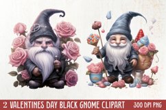 Black Gnome Valentines Day Clipart, Valentines Clipart Product Image 1