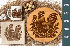 Rooster laser SVG PNG| Floral Chicken Cutting Board Product Image 2