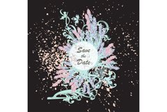 Hand drawn lavender flowers on black, abstract floral patter Product Image 1