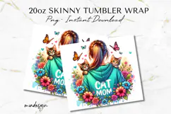 Cat Mom Tumbler Wrap PNG, 20oz Cat Lover Sublimation Design Product Image 2