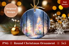 Christmas Ornament PNG, Winter Forest Ornament Sublimation Product Image 1