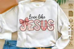 Love Like Jesus PNG - Coquette Bow Christian Sublimation Product Image 1