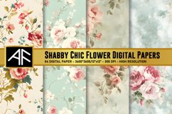 Shabby Chic Flower Digital Paper Patterns Product Image 1