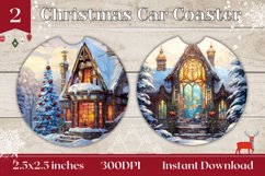 Christmas Car Coaster Design, Winter House Sublimation Desig Product Image 1