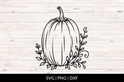 Hand Drawn Pumpkin SVG With Leaf Twigs Product Image 1