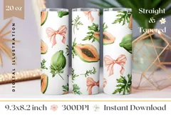 Watercolor Papaya Tumbler Design, Papaya Fruit Sublimation Product Image 1
