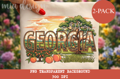 Georgia State PNG, Vintage Peach State Botanical Sublimation Product Image 3