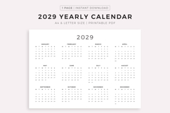 2029 Year Calendar Printable Landscape, A4/Letter Size Product Image 1