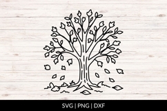 Hand Drawn Fall Tree With Falling Leaves SVG Product Image 1
