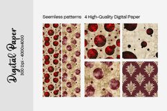 Burgundy Digital Papers | Floral Digital paper Product Image 1