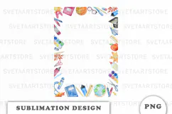 Watercolor School Supplies Frame png Product Image 1
