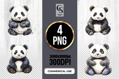 Cute Panda Bear Watercolor Clipart Sublimation PNG Product Image 1