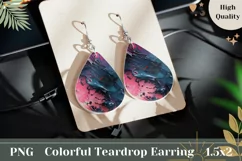 Art Paint Teardrop Earrings PNG, Pink Earrings Design Product Image 1