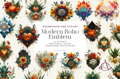 Watercolor Modern Boho Emblem Clipart Bundle Product Image 1