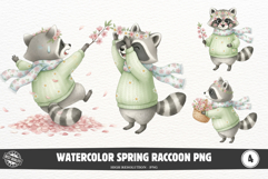 Watercolor Spring Raccoon PNG Product Image 1