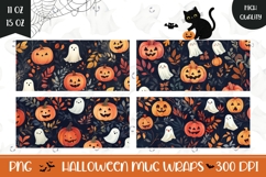 Cartoon Halloween Ghosts Mug Designs, Fall Pumpkins Mug PNG Product Image 1