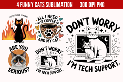 Funny Cats Sublimation Quotes Bundle PNG Product Image 2