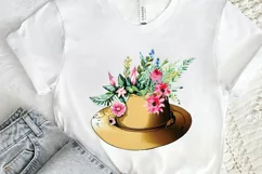 Watercolor Floral Hat Garden PNG Clipart Product Image 2