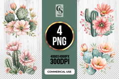 Floral Cactus Arrangement Clipart Sublimation PNG Product Image 1