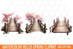 Watercolor Hello Spring Clipart, Hello Spring Clipart Product Image 1